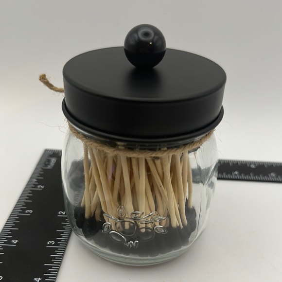 Black Lid Glass Jar with Matches - Picture 6 of 9